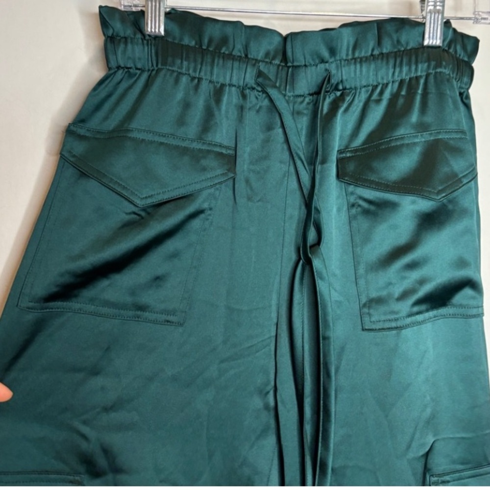 Banana Republic Satin Cargo Jogger Emerald Green Pockets Elastic Waist XS NWT - Picture 6 of 16
